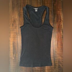 Y2K Vintage Guess Ruffle Black Ribbed Tank Top